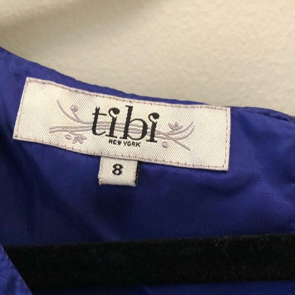 Tibi Navy Blue Silk Ruffle Mini Dress - Picture 3 of 4